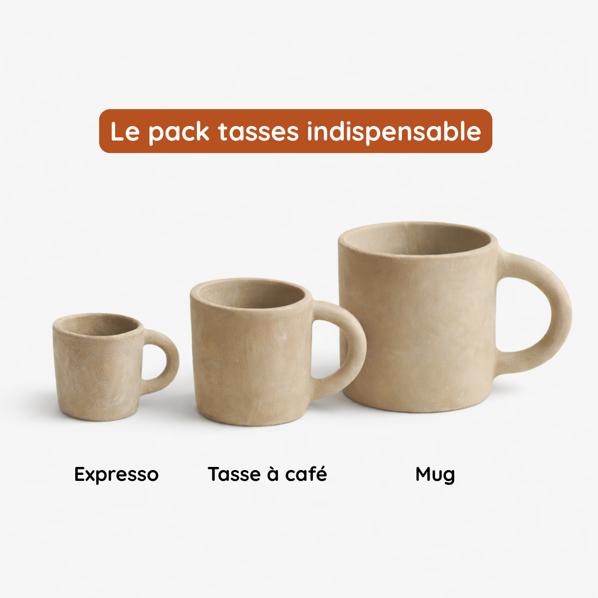 Pack 3 formats : mug, café, expresso