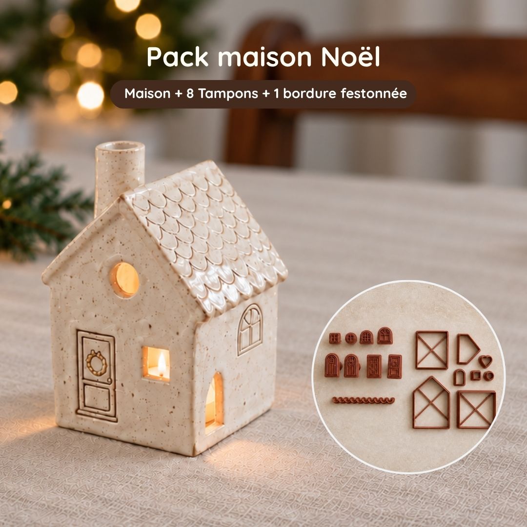 Pack - Maison de Noël + Tampons fênetres portes + Bordure feston