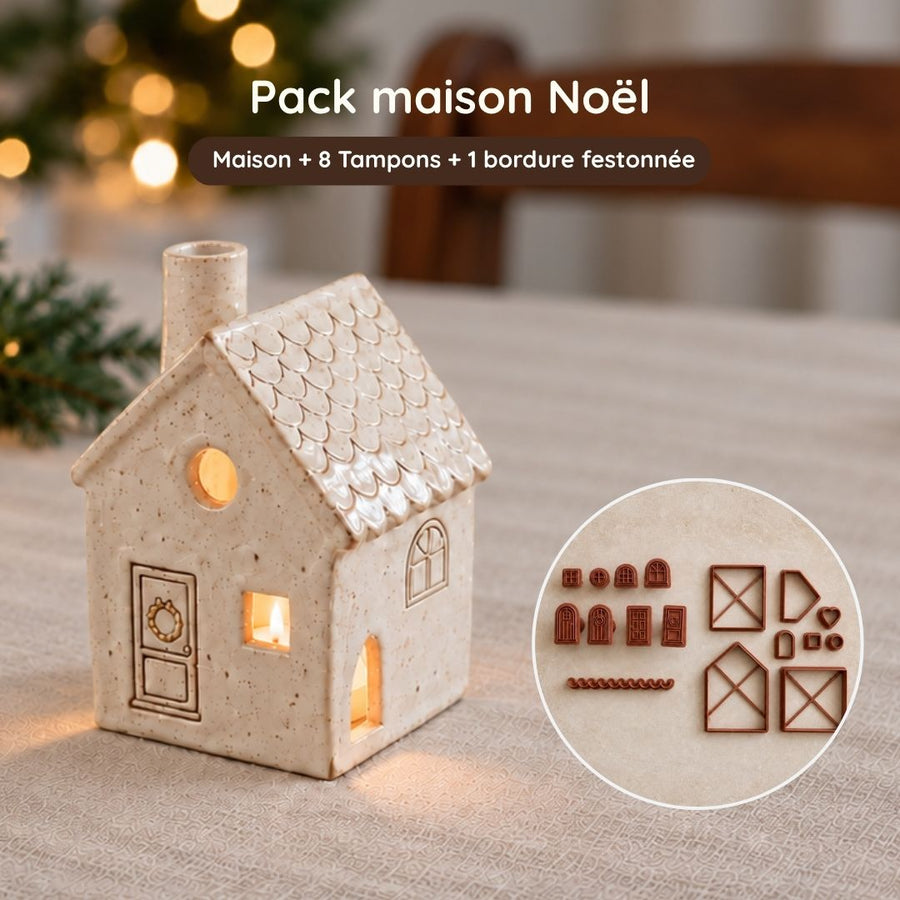 Pack - Maison de Noël + Tampons fênetres portes + Bordure feston